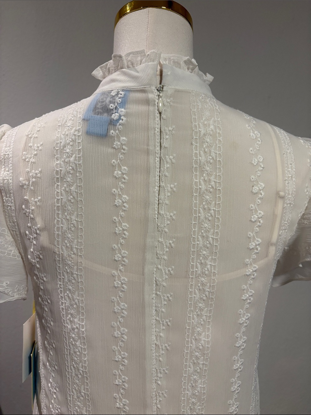 CeCe White Embroidered Ruffle-Hem Dress - Picture 4 of 6